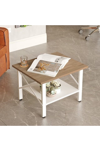 Robin Home Oslo Orta Sehpa Ofis Sehpa Beyaz Metal Ayak