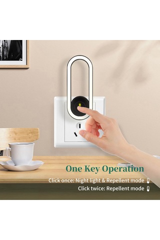 Suofeng Ev İçin Ultrasonik Sinek Kovucu Ve Gece Lambası - Otomatik Aydınlanma, 30-60 M² Kapsama, Güvenli Ve Sessiz, Us Şarjı, Yeşil Yeşil