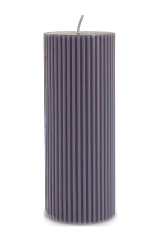 Karaca Striped Tırtıklı Sütun Mum 15 cm Antrasit