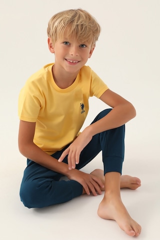 U.S. Polo Assn. Lisanslı Palm Tree Sarı Erkek Çocuk Pijama Takımı 5274-43359 Turuncu