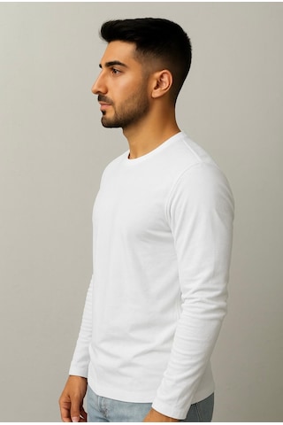 Axxel Erkek Beyaz Uzun Kollu T-shirt-d240 Beyaz