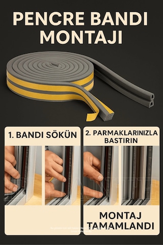 Beyaz Kapı Ve Pencere Soğuk İzolasyon Bandı Fitili Kendinden Yapışkanlı Kauçuk Yalıtım Bant 3 Metre