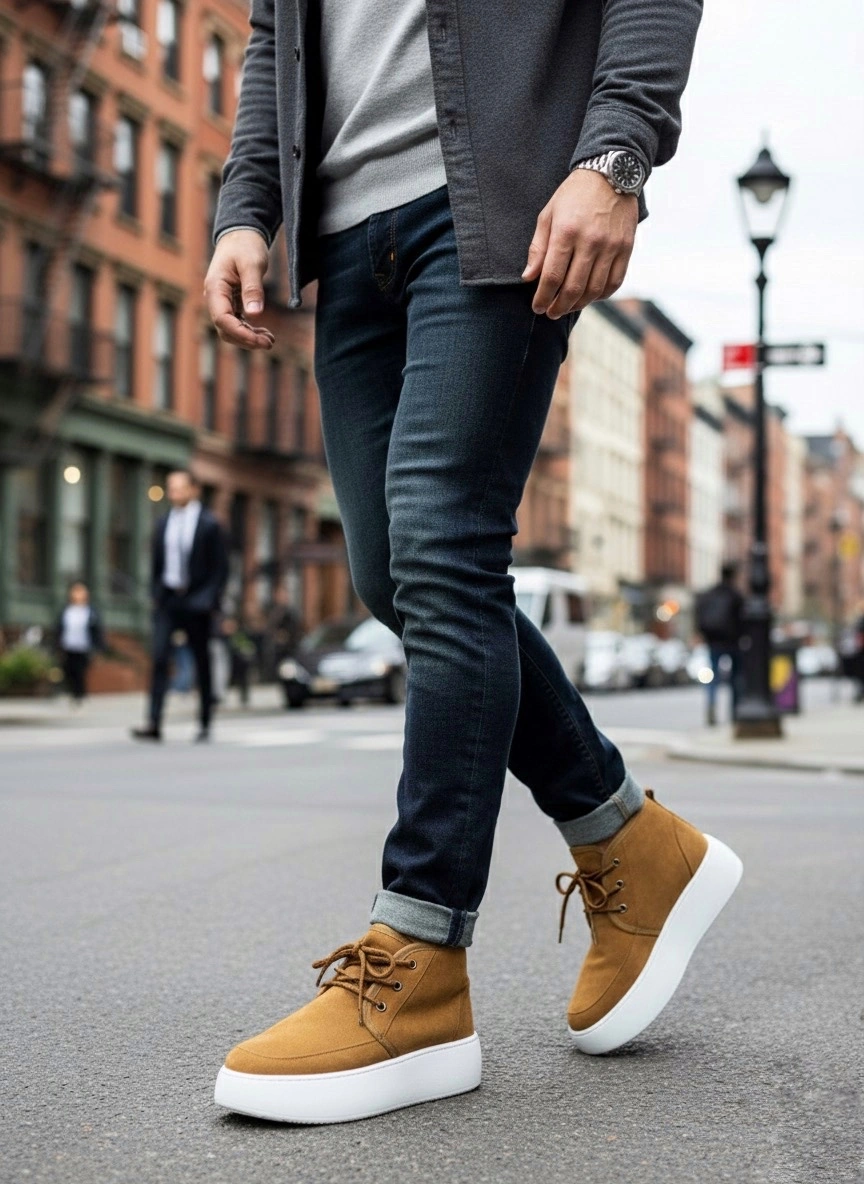 Ba0550 İçi Kürklü Bağcıklı Taba Erkek Tarz Spor Bot Taba