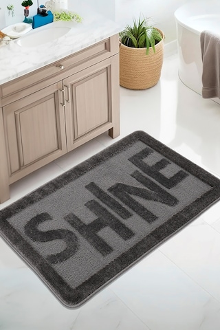 Doğal Kaymaz Taban Banyo Paspas Uzun Ömürlü Yumuşak Dokulu Su Emici Yıkanabilir Shine 60x100 Antrasit