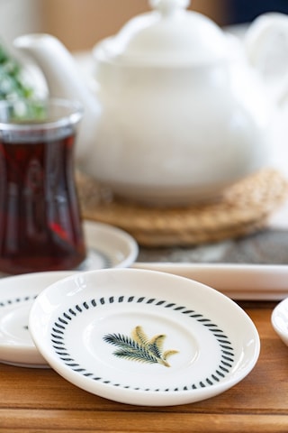 Palmiye 6 'lı Porselen Çay Tabağı Seti Çok Renkli