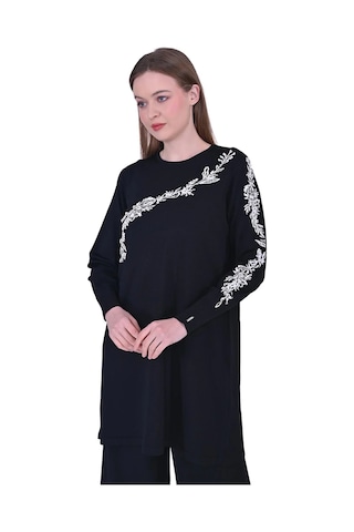Invee İnvee Güldalı Triko Tunik Siyah 6849