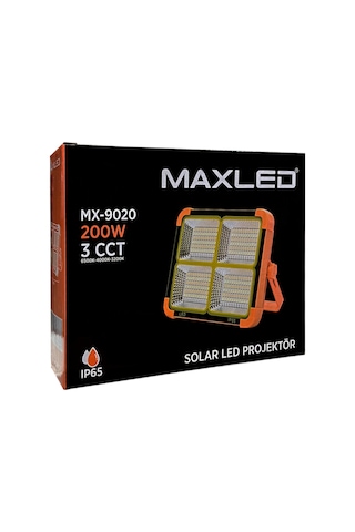 Maxled Mx-9020 200w Taşınabilir Şarjlı Solar Led Projektör 3 Renk
