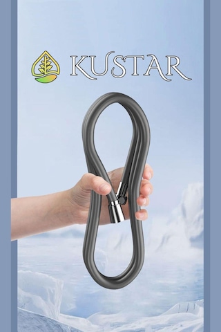 Kustar Nano Silikon Patlamaz Yırtılmaz Ezilmez Duş Hortumu 150 Cm Gri Banyo Duş Hortumu Krom