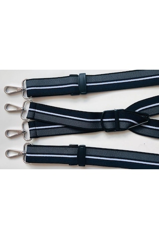 Kancalı Lacivert Gri İnce Beyaz Çizgili Pantolon Askısı 4 Kancalı