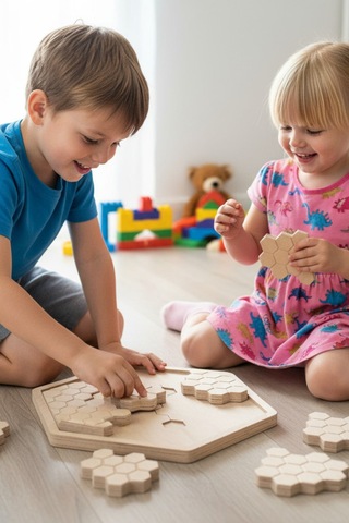Ahşap Eğitici Petek Puzzle Model Yapboz