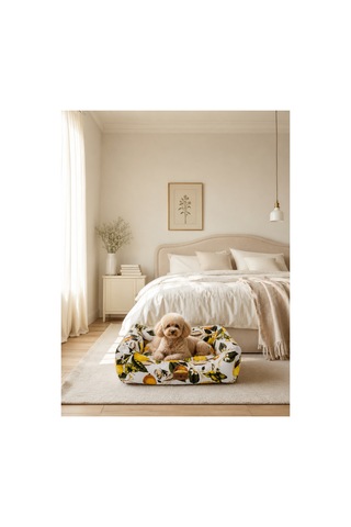 Kedi Ve Köpek Yatağı Kafa Destekli Kaydırmaz Taban Yıkanabilir Fermuarlı Minder %100 Boncuk Elyaf Sarı - 880946012 S