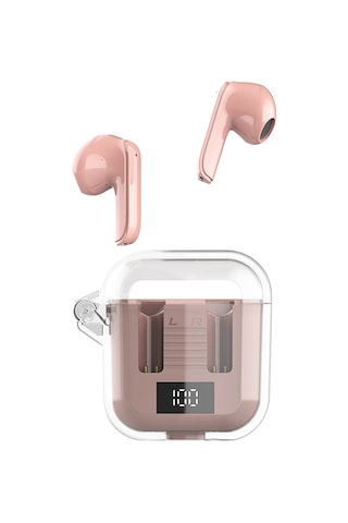 Jeemson Pink Tm90 Bluetooth 5.3 Kulak İçi Kulaklık, 13mm Hoparlör, 5 Saat Müzik Süresi, Enerji Verimli, Pil Göstergeli, Transparan Şarj Kutusu