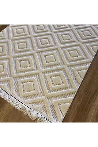 Hoom Rugs Design 1089 Krem Yumuşak Dokulu İskandinav Halı Krem