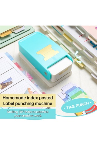 Aubyhe Mavi Tek Delikli Etiket Delici, 0.7mm Kesim Kalınlığı, Abs+ Çinko Alaşımlı, El Kolu Ve Saklama Kilitli, Defter-not-kitap İçin Dıy İndeks Etiket Oluşturucu Mavi