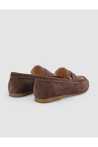 Hakiki Deri Kahverengi Süet Kadın Loafer Kahverengi