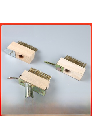 Reedark Ahşap Saplı Bakır Kaplı Çelik Tellerle Çim Kesici Fırça - Çeşitli Boyutlar Ve Özellikler C Tipi, Metal Renk