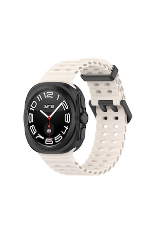 Galaxy Uyumlu Watch Ultra 47mm Mkst Krd-118 Tırtıklı Tasarım Silikon Kordon-starlight