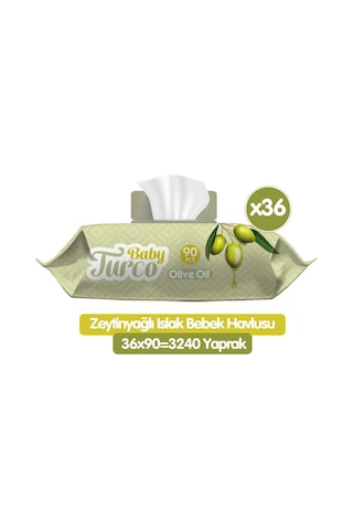 Baby Turco Zeytinyağlı Islak Havlu Mendil 90x36 3240 Yaprak