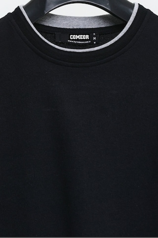 Mmetalic Erkek Siyah Çift Bisiklet Yaka Standart Rahat Kesim Sweatshirt 001