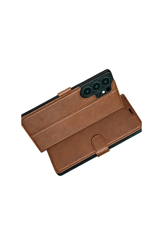 Cosmotex Newface Samsung Galaxy Uyumlu  S26 Ultra Trend S Plus Kapaklı Kılıf - Taba