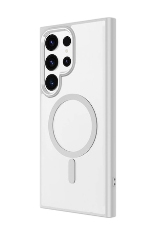 Galaxy S24 Ultra Uyumlu Magsafe Şarj Özellikli Krom Magsafe Silikon Zore Kılıf-gri Gri