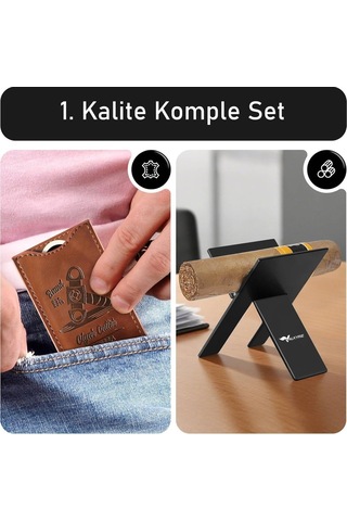 Valkyrie Premium Puro Aksesuar Seti Puro Makası V Kesim Delik Açıcı Puro Tutucu Kılıflı Komple Set Çok Renkli