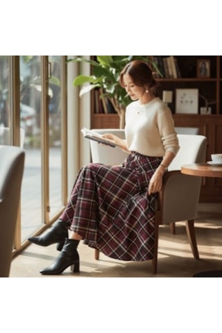 Eren Style Şifon İçi Astarlı Beli Lastikli Etek 95 Cm - 38-52 Bordo