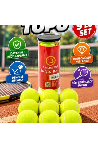 9 Lu Tenis Topu Seti Keçe Kaplamalı Dayanıklı Ve Dengeli Zıplama