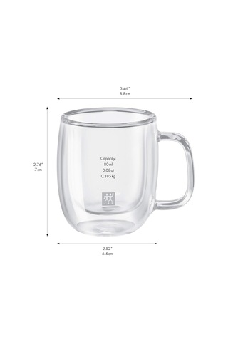 Zwilling Sorrento Çift Camlı Kulplu 2'li Espresso Bardak Seti, 80 Ml Sku: Smg8690010151247 Açık-ahşap