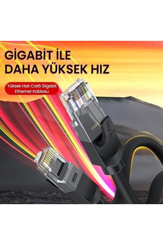Saf Bakır Metal Konnektör Ethernet Kablosu Siyah 2 Metre Genel