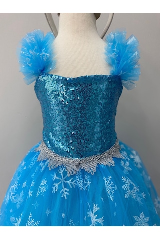 Kara Kedi Kostüm Evi- Kısa Kol Elsa Kostümü Mavi