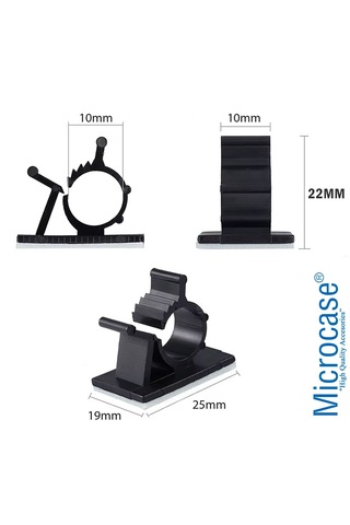 Microcase Kendinden Yapışkanlı Kablo Sabitleyici Ve Düzenleyici Klips Seti 10'lu Al5408 10 SİYAH
