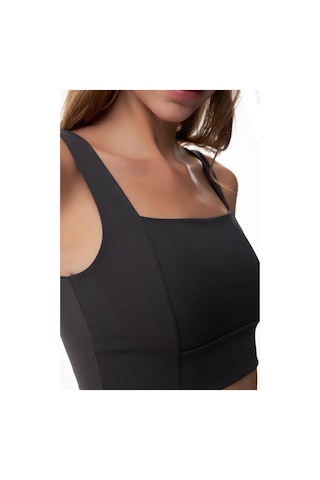 Cottonhill Füme Kare Yaka Crop Top Büstiyer Füme