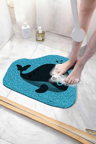 Balina Banyo Paspası Kaymaz Taban Yumuşak Esnek Paspas Islak Zemin Hijyenik Paspas 40x60 Cm Mavi