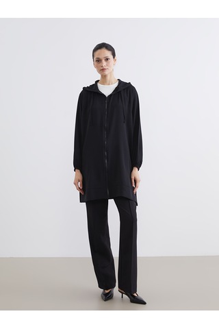 Lcw Modest Siyah Kapüşonlu Oversize Kadın Tunik