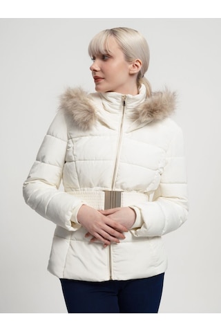 Regular Fit Kadın Mont Beyaz