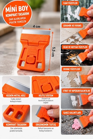 Mini Yüzey Kazıyıcı Değiştirilebilir Jiletli Cam Ocak Fayans Etiket Temizleyici 5.5 Cm
