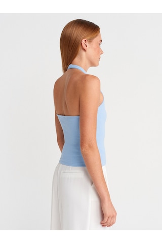Dilvin 21162 Halter Yaka Top-mavi Mavi