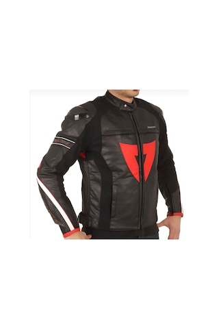 Venom Motosiklet Montu Deri 4 Mevsim Leather Racing Mont Black-red