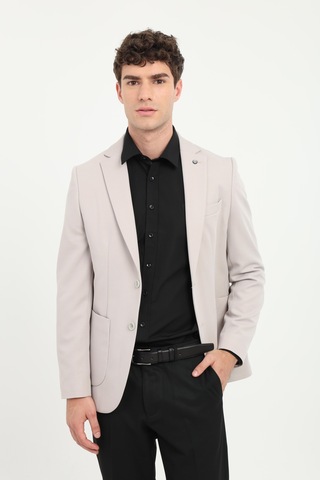 Dufy Bej Armür Desen Slim Fit Erkek Ceket-25966