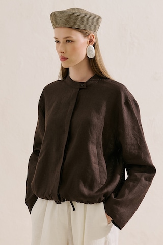 Manuka Keten Bomber Tarz Gömlek Acıkahve Ss26gml00021-23.6552