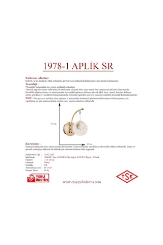 Eray Aydınlatma 1978-1 Aplik Sarı