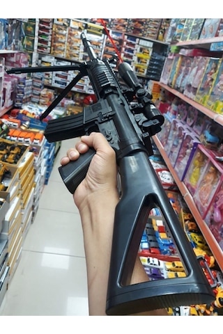Lazerli Susturuculu Dürbünlü Dipçikli Silahlı Mermi Atan Oyuncak Tabanca - Oyuncak Tüfek
