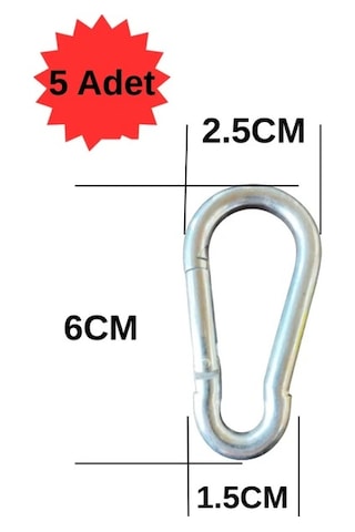 Karabina 6 Mm Yaylı Kanca Paslanmaz Çelik Kilit Olta Dağcılık