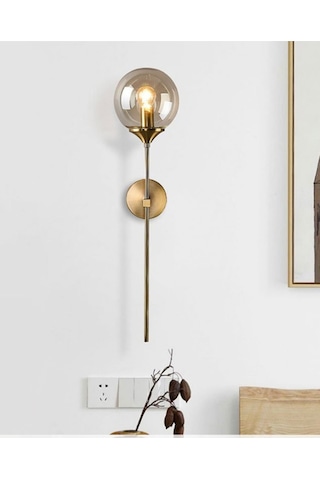 Modern Tasarım Pilli Aplik 1 Adet Kablosuz Tak Çalıştır Duvar Camlı Aplik Eskitme Gold Bal Cam Sarı