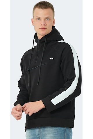 Slazenger KLEMENT IN Erkek Kapüşonlu Fermuarlı Siyah Sweatshirt