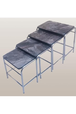 1448bng90221zigon Sehpa Demet Model Metal Nikelaj Ayak Açık Siyah Mermer Desen Tabla El Yapım