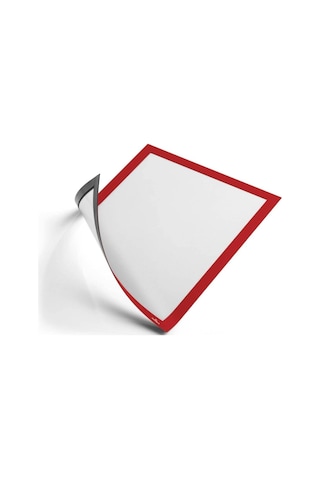 Hdg 5 Adet Mıknatıslı Şömiz Manyetik Evrak Tutucu Şeffaf Magnet Şömiz Dosya 21x30cm A4 - Kırmızı Kenarlı