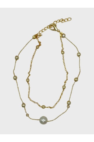 Arnes Jewelry Çelik Dorikalı İncili Halhal Ar588nes Gold