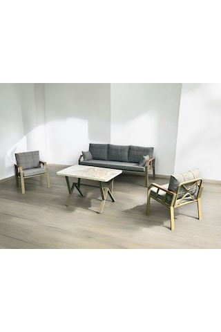 Tu Tienda Nergiz 3 1 1 Mermer Masa Bahçe Balkon Mobilyası,kayrak Gri Kayrak Gri